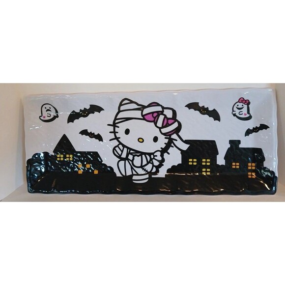 Hello Kitty Halloween Mummy Melamine Serving Platter/Tray-White/Black-Very CUTE - Picture 1 of 10